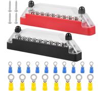 2 unidades de barras colectoras de 12 V-48 V CC, bloque de distribución de corriente 150 A, barra colectora con cubierta para barra colectora, abrazadera de tornillo Busbar Box para coche, autobús