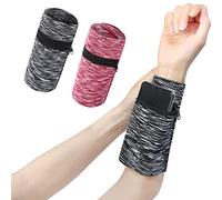 2 Unidades de Bolsa de Muñeca Deportiva, Bolsillo con Cremallera, Almacenamiento Multiusos (L), Negro Gris, Moda