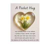 2 unidades de bolsillo de flores de nacimiento, regalo de abrazo de corazón acrílico 2D con tarjetas, tarjetas de felicitación positivas, regalos de pensamiento en ti, regalo de amistad (C)