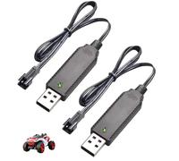 2 unidades de carga USB de batería con conector SM de 2 pines 3,7 V 500 mA, cargador RC Carrera para baterías LiPo NI Cd NI MH, compatible con RC Toys coches, barcos, tanques, camiones, trenes