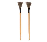 2 unidades de cepillo para baquetas, cepillos combinados de alambre retráctil y madera para tambores, mango ergonómico para jazz, blues y rock, accesorios portátiles para