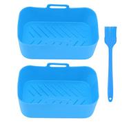 2 unidades de cesta de silicona para freidora, revestimiento antiadherente resistente a altas temperaturas con cepillo, compatible con DZ201 Foodi 8 QT; inserto reutilizable (Azul)