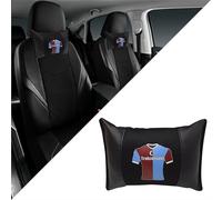 2 unidades de cojín cervical para coche, acolchado de piel para asiento de coche, almohadillas para el cuello, perforadas, lisas, con banda de goma, color negro, turco, Turquía, Trabzon XNPKMSTS-L1
