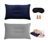 2 unidades de cojines inflables de camping, almohada de viaje ergonómica inflable, almohada inflable ultraligera para playa, camping cojín inflable ultraligero para exteriores, viene con antifaz y