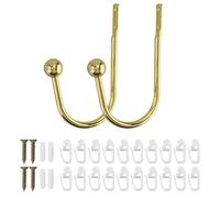 2 unidades de cortinas con forma de U doradas con 20 deslizadores de cortina, alzapaños de metal para colgar en la pared, en forma de U, soportes para cortinas en forma de U, para salón o dormitorio