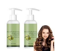 2 unidades de crema definidora de rizos de 50 ml, acondicionador para el cabello rizado, espuma definitiva, spray para pelo esponjoso, para rizos naturales y cabello ondulado, para más volumen y