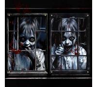 2 unidades de decoración para ventanas de Halloween, 120 x 80 cm, imágenes espeluznantes para ventanas con espíritus de terror, decoración espeluznante para exteriores