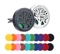 2 unidades de difusor esencial de aromaterapia para coche, incluye 1 negro, 1 accesorio para coche plateado interior y 20 núcleos de repuesto, sala de estar y oficina disponible (árbol)