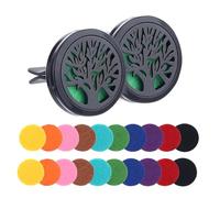 2 unidades de difusor esencial de aromaterapia para coche, incluye 2 accesorios para el coche interior y 20 núcleos de repuesto, sala de estar y oficina disponible (árbol)