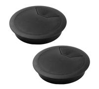 2 unidades de discos de mesa negros de 80 mm, caja de gestión de cables, pasacables de plástico, agujeros para cables para el escritorio de ordenador, adecuados para organizar cables