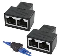 2 unidades de distribuidor LAN 1 a 2 sin electricidad, cable LAN universal 1 a 2, adaptador de extensión de red, divisor Ethernet RJ45 para Cat5, Cat5e, Cat6, Cat6e, Cat7, Cat8, Cat8, 2 unidades