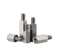 2 unidades de espárragos hexagonales acero inoxidable 304 for placa base PCB, macho y hembra, con tuerca junta for columna hueca roscada M2 .5 M3 M4 M5 M6 M8(20mm,M4 (Thread 6mm))