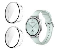 2 unidades de fundas para Xiaomi Watch S4 41 mm, 360 ° alrededor de 360°, carcasa de policarbonato con protector de pantalla de cristal protector de pantalla completa, carcasa ultra fina (transparente