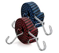 2 unidades de goma ajustable con gancho, 2 m de largo, correas tensoras extra fuertes, ideal para bicicleta, motocicleta y autotransportador de camping