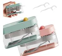 2 unidades de hilo dental portátil con caja de hilo dental recargable, organizador de viaje automático y cajas de bolsillo con 40 palitos de hilo dental para limpiar los dientes (colores)
