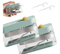2 unidades de hilo dental portátil con caja de hilo dental recargable, organizador de viaje automático y cajas de bolsillo con 40 palitos de hilo dental para limpiar los dientes (azul)