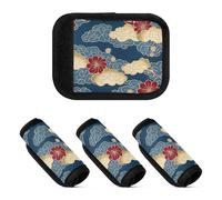 2 unidades de identificadores de maletas de poliéster con patrón japonés de flores de nube para bolso de mano