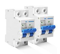 2 unidades de interruptores de separación CC sistema PV, 500 V 40 A, 2 pines, interruptor de protección solar para sistemas fotovoltaicos, interruptor de aire de protección de 35 mm, montaje en carril