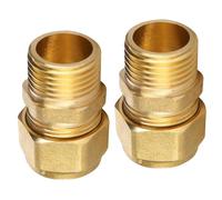 2 unidades de latón de 16 mm x 1/2 pulgadas AG, conector de abrazadera de latón, con transición de rosca exterior de 1/2", 2 piezas de rosca, para tubos multicapa, tubo compuesto de aluminio