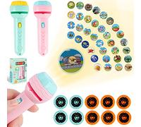 2 Unidades De Linternas Proyector Para NiñOs Juguete De Luz De ProyeccióN Linterna Con 80 Patrones De Animales Dinosaurios, VehíCulos De Transporte, Frutas Y DíGitos