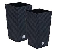 2 unidades de maceta rato de 26,6 litros con inserto 26,5 x 26,5 x 50 cm en color antracita