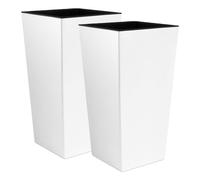 2 unidades de macetero zanvic urbi 26,6 litros de plástico fower pot con interior liner 27 x 27 x 50 cm blanco