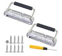 2 unidades de mango plegable, 140 mm, con resorte, mango plegable, para cajas, asas plegables para cajas, mango plegable, acero inoxidable, caja de hardware (trae 10 tornillos y 1 destornillador)