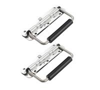 2 unidades de mango plegable, mango de maleta, mango de caja de 140 mm, con resorte, asas plegables, asas de caja de acero inoxidable, con cubierta de goma aislada, para puerta de caja de herramientas