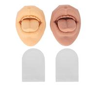 2 unidades de modelo de lengua y boca de silicona, boca simulada en 3D para prácticas de piercing con soporte de acrílico, modelo de lengua realista para entrenamiento de piercings