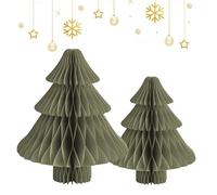 2 unidades de papel para decoración de árbol de Navidad, panales plegables de papel, decoración de mesa de Navidad, abeto de papel para interior, mesa de comedor, armario, alféizar de ventana, repisa