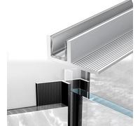 2 unidades de perfil en T de aluminio de alta resistencia de 1 m de profundidad para mamparas de ducha sin marco de 8/10/12 mm(F-Type Silver,12mm glass)