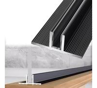 2 unidades de perfil en T de aluminio de alta resistencia de 1 m de profundidad para mamparas de ducha sin marco de 8/10/12 mm(T-Type Black,12mm glass)