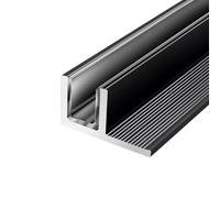 2 unidades de perfil en U profundo de aluminio de 100 cm para mamparas de ducha sin marco, banda de fijación empotrada en el suelo para cristal(F-Type Black,10mm glass)