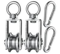 2 unidades de polea de acero con mosquetón M7, rodamiento de bolas interior, polea de acero inoxidable para cuerdas