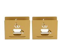 2 unidades de portapañuelos de acero inoxidable, portapañuelos de papel independiente con diseño de patrón hueco, elegante dispensador de pañuelos de mesa para cocina, restaurante, (Café)
