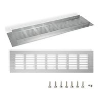2 Unidades De Rejillas De Ventilación Rectangulares, Rejilla Ventilación Baño, Rejilla De Aire De Aluminio Para La Ventilación De Armarios, Dormitorios, Puertas, Cocinas 30x8cm Blanco