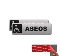 2 unidades de Señal Adhesiva | Acabado premium - 18 x 5 cm - Grosor 0.8mm (Aseos Discapacitados)