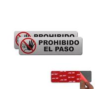 2 unidades de Señal Adhesiva | Acabado premium - 18 x 5 cm - Grosor 0.8mm (Prohibido el Paso)