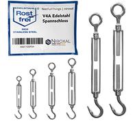 2 unidades de tensores de acero inoxidable con gancho y ojal, de V4A según DIN 1480 1478, tensor de cuerda, gancho y ojal, tornillo tensor M 10 mm