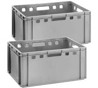 2 Unidades E3 Cajas de Carne Gris Eurobox Apilables Alimentarias