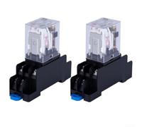 2 unidades electromagnéticas para relé de 8 pines, 10 A, DC24 V, con indicador LED y base de zócalo para aparatos de aire acondicionado domésticos, motores de ventilador e instalaciones industriales