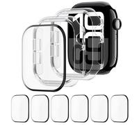 2 Unidades Funda + 6 Unidades HD Impermeable Protector de Pantalla para Apple Watch 42mm 46mm 44mm 40mm 45mm 41mm,Cubierta de Parachoques Case para iWatch SE Series 10/9/8/7/6/5/4 (NO para la serie 3)