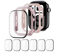 2 Unidades Funda + 6 Unidades HD Impermeable Protector de Pantalla para Apple Watch 42mm 46mm 44mm 40mm 45mm 41mm,Cubierta de Parachoques Case para iWatch SE Series 10/9/8/7/6/5/4 (NO para la serie 3)