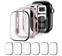 2 Unidades Funda + 6 Unidades HD Impermeable Protector de Pantalla para Apple Watch 42mm 46mm 44mm 40mm 45mm 41mm,Cubierta de Parachoques Case para iWatch SE Series 10/9/8/7/6/5/4 (NO para la serie 3)