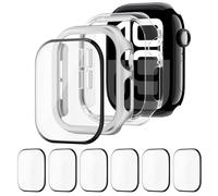 2 Unidades Funda + 6 Unidades HD Impermeable Protector de Pantalla para Apple Watch 42mm 46mm 44mm 40mm 45mm 41mm,Cubierta de Parachoques Case para iWatch SE Series 10/9/8/7/6/5/4 (NO para la serie 3)