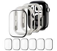 2 Unidades Funda + 6 Unidades HD Impermeable Protector de Pantalla para Apple Watch 42mm 46mm 44mm 40mm 45mm 41mm,Cubierta de Parachoques Case para iWatch SE Series 10/9/8/7/6/5/4 (NO para la serie 3)