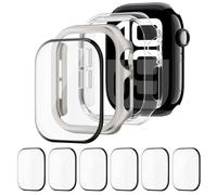 2 Unidades Funda + 6 Unidades HD Impermeable Protector de Pantalla para Apple Watch 42mm 46mm 44mm 40mm 45mm 41mm,Cubierta de Parachoques Case para iWatch SE Series 10/9/8/7/6/5/4 (NO para la serie 3)