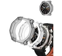 (2 unidades) Funda para Amazfit T-Rex Ultra 2, yystao TPU semirseccional funda compatible con Amazfit T-Rex Ultra2, amortiguadora, ligera, negra y transparente