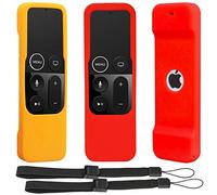 [2 Unidades] Funda Protectora Antideslizante Compatible con Apple TV 4K 4ta 5ª generación Siri mandos a Distancia - Pinowu Silicona a Prueba de Golpes Cubierta para TV 4 4K Remoto (Rojo + Naranja)