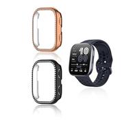 (2 unidades) Funda protectora para Amazfit Bip 6, marco de PC yystao compatible con Amazfit BIP6, cristal estilo diamante, peso ligero, carcasa esqueleto, negro y dorado